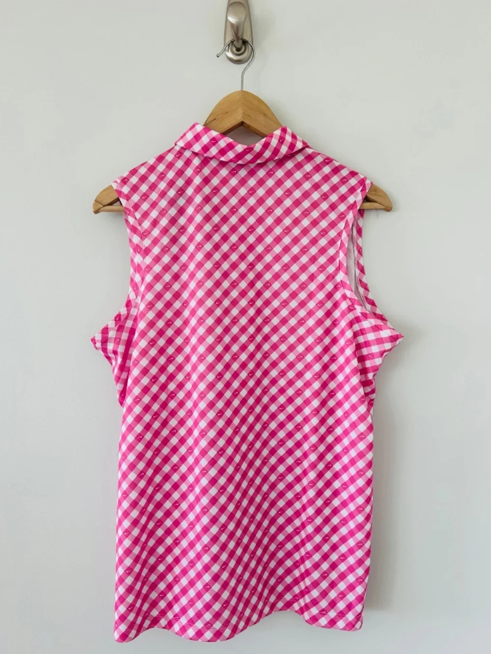 NWT Nike Women's Dri-FIT Victory Sleeveless Gingham Print Golf Polo Sz XL